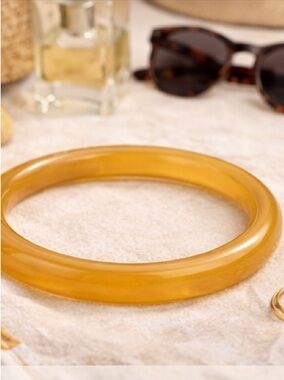 Anthropologie Resin Bangle Bracelet Neutral Marble Stackable Chic